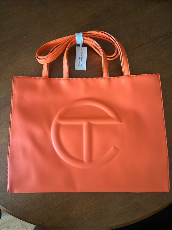 Telfar Handbags - Authentic Telfar Vegan Leather Shopping Bag - Orange (Vibrant Neon)